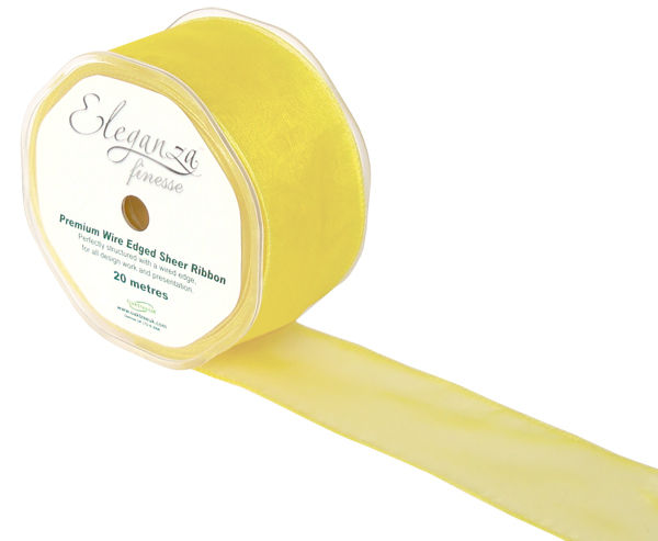 Wired Ribbon 50mm x 20m Pale Yellow #10