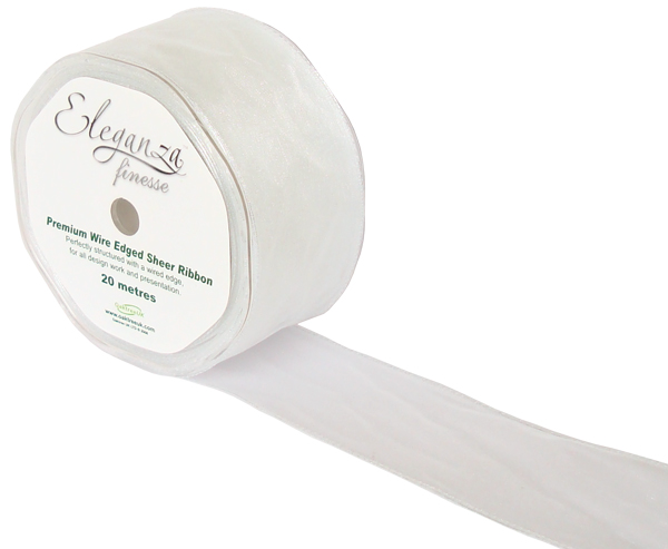 Wired Ribbon 50mm x 20m White No.01