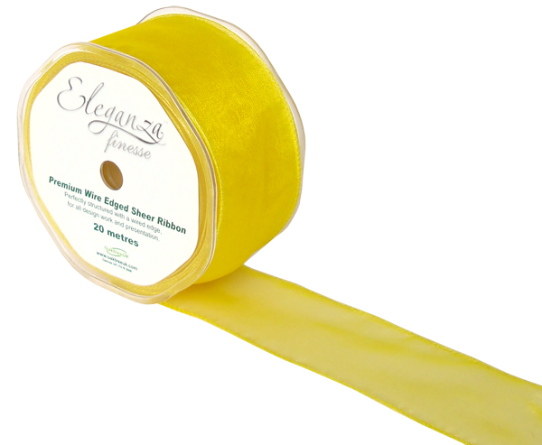 Wired Ribbon 50mm x 20m Yellow No.11
