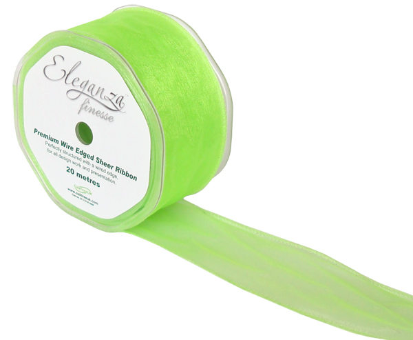Wired Ribbon 50mm x 20m Lime Green No.14