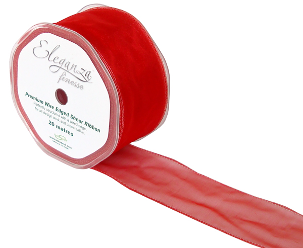 Wired Ribbon 50mm x 20m Red No.16