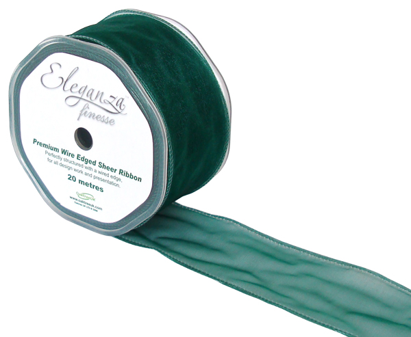 Wired Ribbon 50mm x 20m Green No.50
