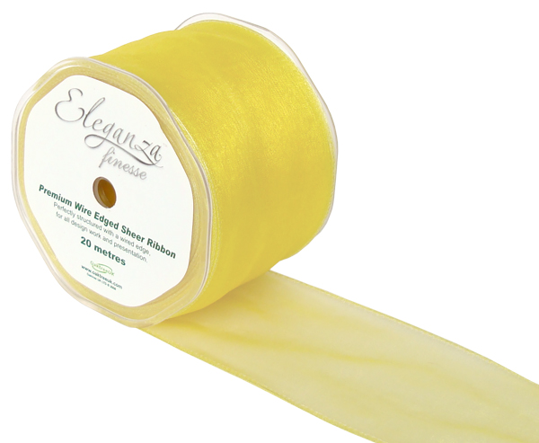 Wired Ribbon 70mm x 20m Pale Yellow #10