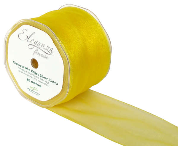 Wired Ribbon 70mm x 20m Yellow No.11