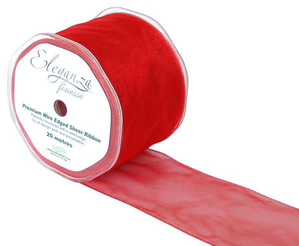 Wired Ribbon 70mm x 20m Red No.16