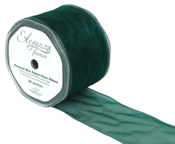 Wired Ribbon 70mm x 20m Green No.50
