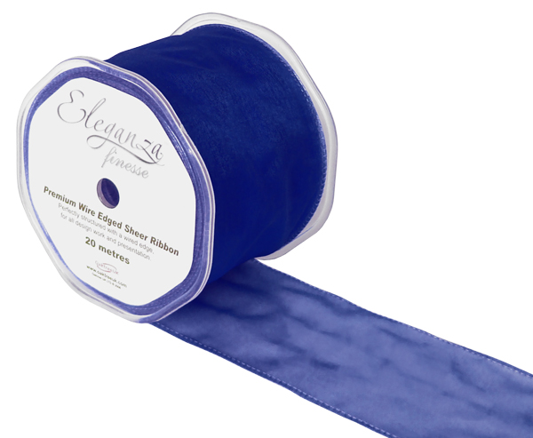 Wired Ribbon 70mm x 20m Navy Blue No.19