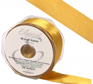 Wired Edge Double Faced Satin Gold