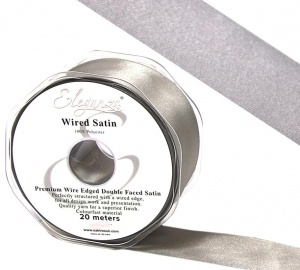 Wired Edge Double Faced Satin Silver