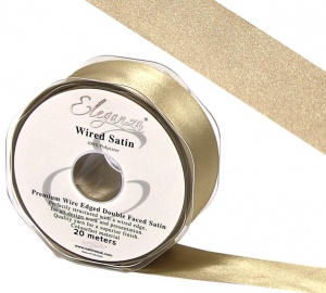 Wired Edge Double Faced Satin 25mm x 20m Taupe No.03