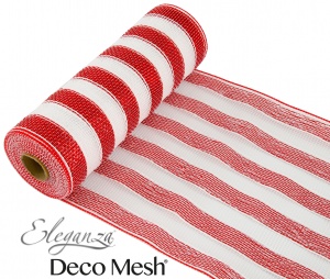 Deco Mesh Red White Stripe #267