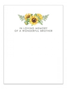In Loving Memory of a Wonderful Brother Sunflower Card