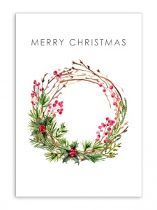 Merry Christmas Berry Wreath Card