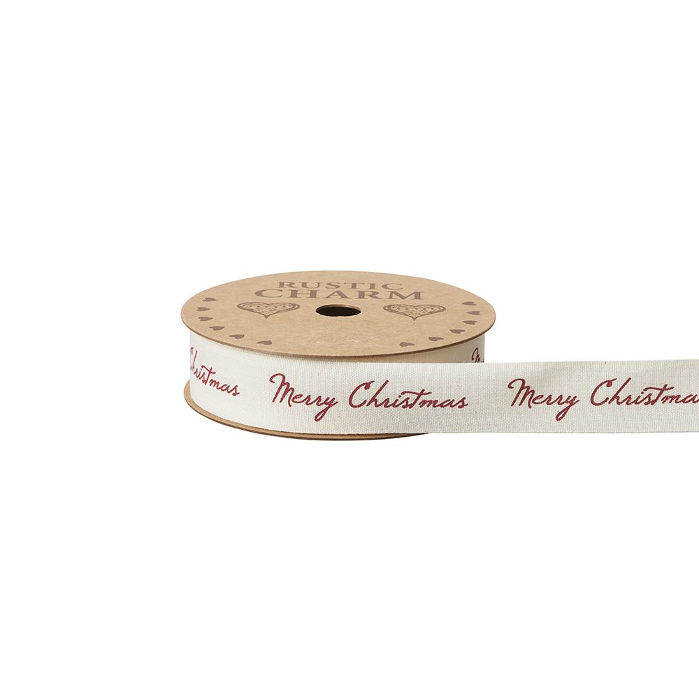 OASIS® Christmas Cursive Ribbon Dark Red 25mm x 10m