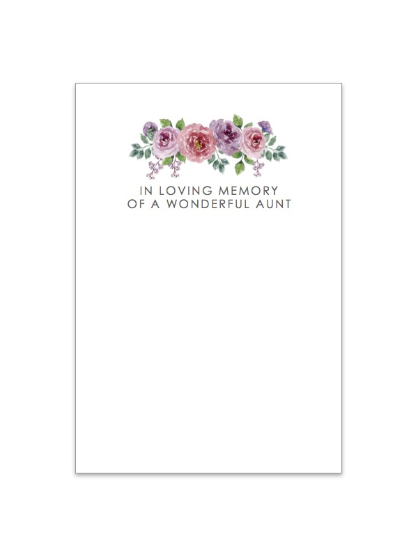 In Loving Memory of a Wonderful Aunt Card