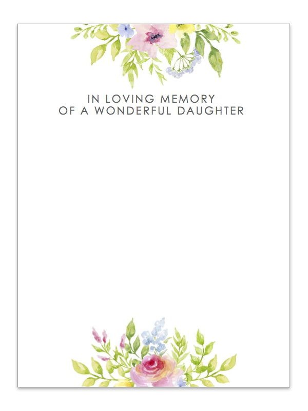 In Loving Memory of a Wonderful Daughter Floral Card