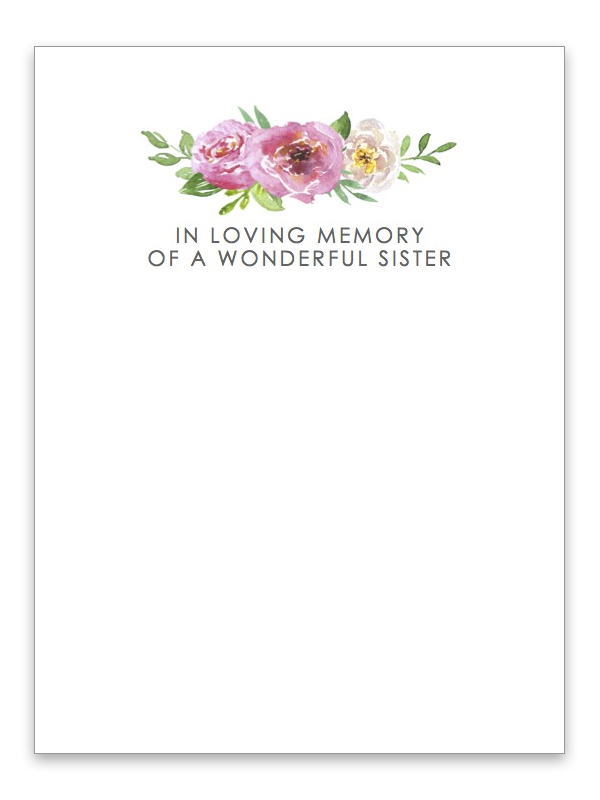 In Loving Memory of a Wonderful Sister Floral Card