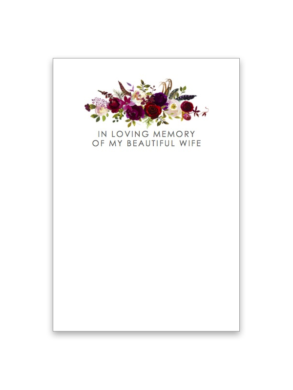 In Loving Memory of my Beautiful Wife Card