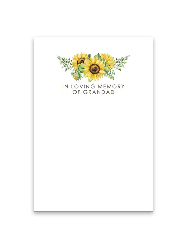 In Loving Memory of Grandad Sunflower Card